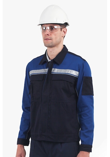 3 Cm Reflektörlü Çok Cepli Mont Lacivert - Saks Mavi