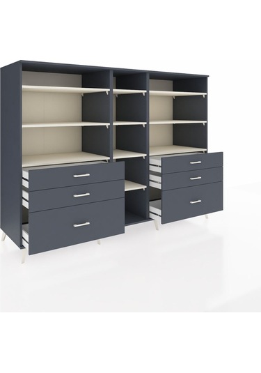 Kronos Dolap 10 Raflı 6 Çekmeceli 220x59x163 Antrasit-aytaşı/ant Antrasit-aytaşı/antrasit