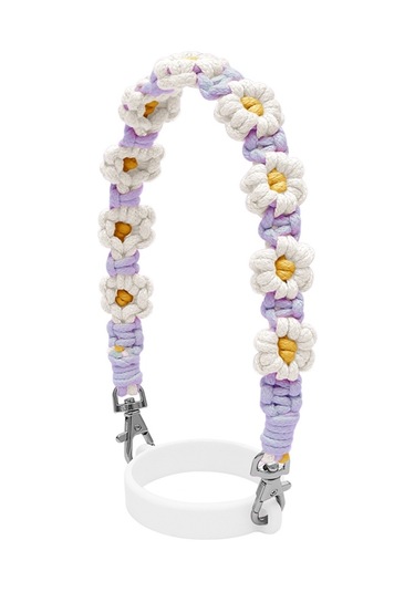 16-40 Oz Stanley Kupa Kordon Silikon Döngü Boho Papatya Sevimli Çiçek El Dokuma Kupa Kapağı Mor