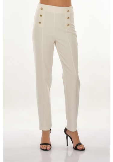 Perspective Duble Paça Ekru Kadın Pantolon 24051724 001