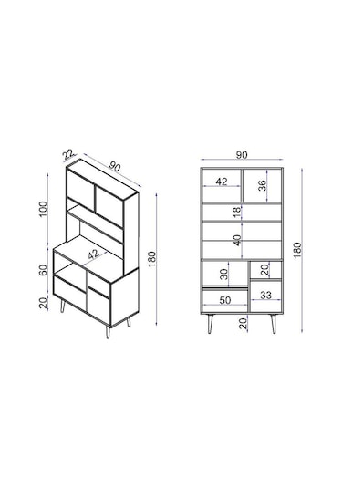 Floradesign Latte Kahve Köşesi / Çok Amaçlı Dolap / Airfryer Dolabı / Mutfak Organizeri Beyaz