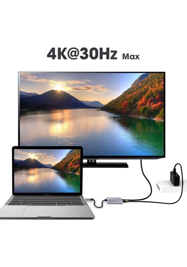 3-in-1 Type-c Çoklayıcı Adaptör Usb-c To Hdmı + Usb 3.0 + Pd Şarj Laptop, Macbook, Tablet Ve Telefon Uyumlu Dönüştürücü Hub
