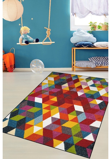 Konfor Halı Konfor Anaokulu Kreş Oyun Halısı Renkli Dokuma Çocuk Halısı 6875