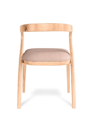 Akrep Krem Kumaş Natural Ahşap Sandalye