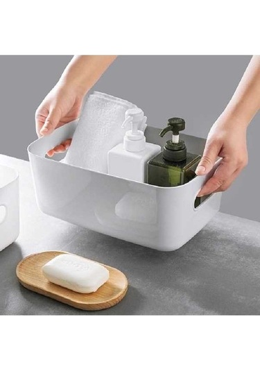 Tongxida Masaüstü Depolama Kutusu Banyo Mutfak Plastik Sepet Gri, Kozmetik Atıştırmalık Depolama Gri