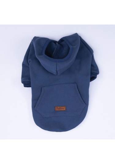 Lacivert Kanguru Cepli Kedi-köpek Hoodie- Sweatshirt Kedi Köpek Kıyafeti