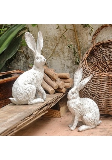 Lijinxu 2 Adet Masaüstü Reçine Hayvan Figürleri Tavşan