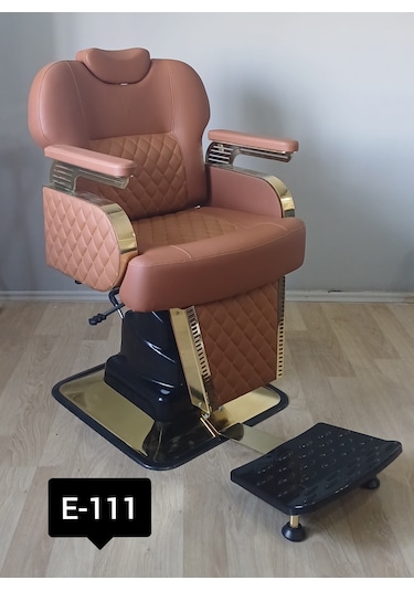 Egeli Berber-kuaför Koltuğu-hidrolikli-gold Nikelajlı-kahve