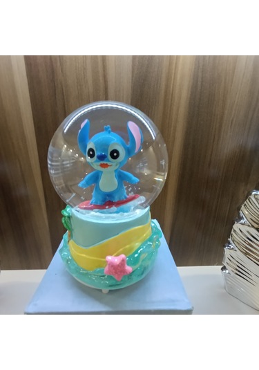 Işıklı Püskürtmeli 10cm-8cm -mavi Renk Sarı Altlık Stitch K...