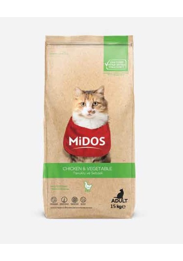 Midos Tavuklu ve Sebzeli Hairball Yetişkin Kedi Maması 15 KG
