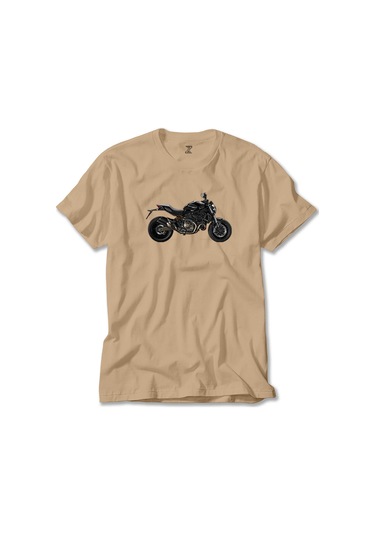 Ducati Monster Motosiklet Canavarı 821 Krem Tişört Krem