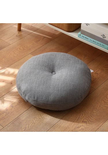 Zemin Koltuk Yastık Düz Renk Meditasyon Yoga İçin Uygun Yuvarlak 45cm-2 Ekru