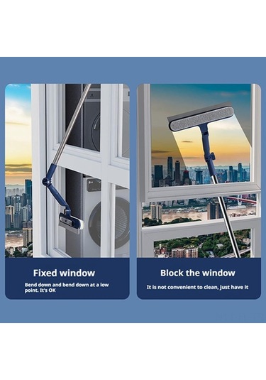 Lemestar Yüksek Katlı Evler İçin Çift Taraflı Pencere Temizleme Aleti - Döner Kafa Ve Mikrofiber Yastık İle Hızlı, Parlak Pencereler Mavi