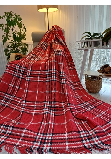 Skoç Battaniye Tek Kişilik Kırmızı-beyaz Sevgililer Günü Özel Ser
