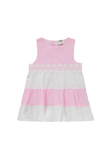 Civil Baby Renkli Roba Dantelli 6-18 Ay Elbise - Pembe
