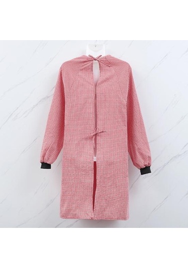 Mavi Temizleyici Ürünler Kadın Uzun Kollu Yağ Geçirmez Pamuk Ev Mutfak Pişirme Temiz Önlük Cep Önlük