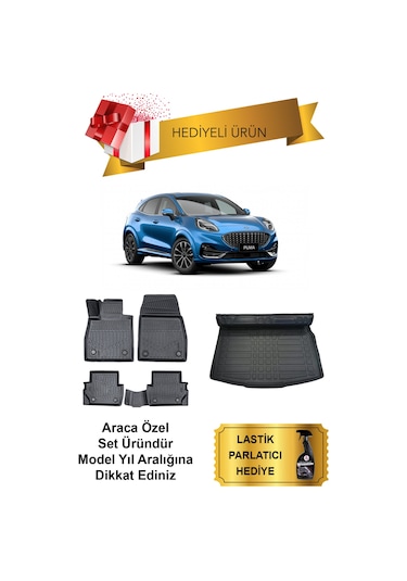 Ford Puma 2019 Sonrası Araca Özel 4d Havuzlu Paspas Ve Bagaj Havuzu Set Hediyeli