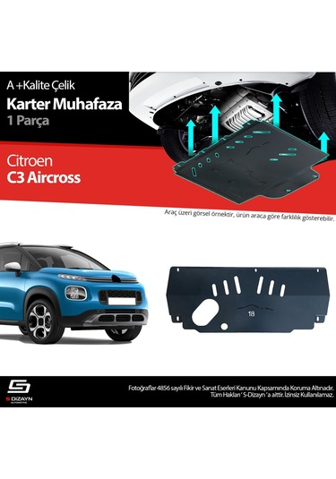 S-dizayn Citroen C3 Air Cross Çelik Karter Muhafaza 2017 Üzeri A+ Kalite