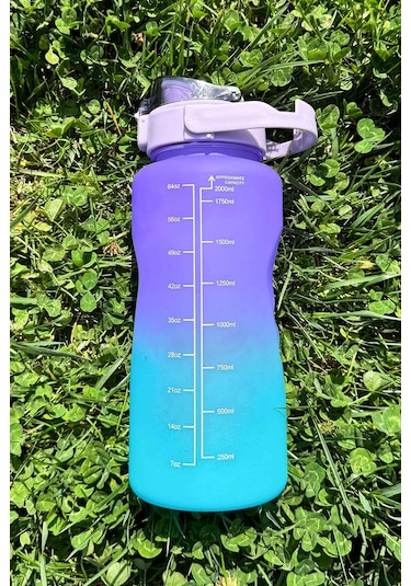 Pikas Motivasyonel Su Matarası Su Şişesi Suluk 2 Litre Tritan Spor Salonu Su Şişesi Bpa Içermez Suluk Çok Renkli