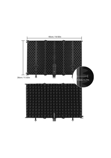 Fortunelane Taşınabilir Katlanabilir Mikrofon Kalkanı - 3 Panelli, Gürültü Bariyeri