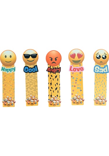 5 Adet Emoji Kitap Ayracı 15 Cm