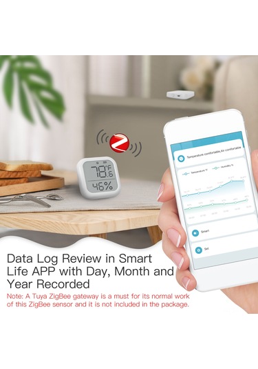 Hangfox Ev İçin Akıllı Dairesel Sicaklık-nem Ölçer, Uzak Kontrol, Lcd Ekran, Veri Kaydı Ve Akıllı Bağlantı Özellikli Tuya Uygulaması İle Çalışır