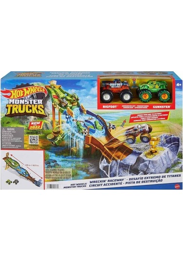Hot Wheelss Hgv14 Monster Truck Renk Değiştiren Araçlar Timsahtan Kaçış Oyun Seti