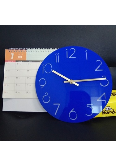 Goldenqian Akrilik Karikatür Numarası Duvar Saati Ev Dekorasyonu Sessizlik Saati, Mavi H6u5hb Mavi