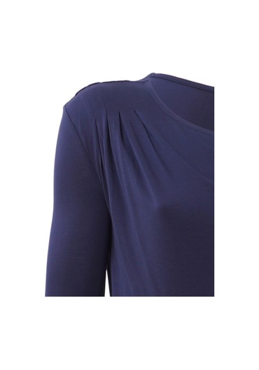 Bulalgiy Kadın Lacivert Geniş Yaka Bluz - Bga013141