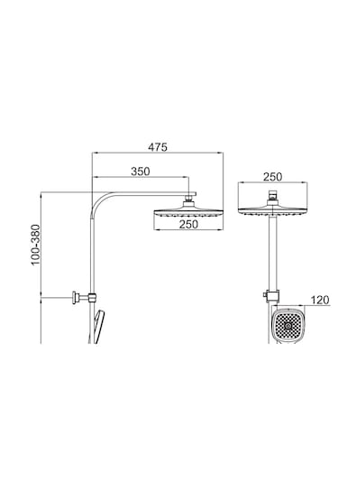 Kale Rain Kare Basma Butonlu Tepe Duş Seti Krom