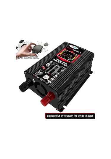 Sones Tang Iıı Nesil 12v İla 220v 6000w Lcd Ekranlı Ve Çift Usb'li Araç Güç Çeviricisi Siyah