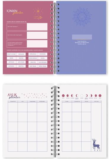 Spiralli Sert Kapak Süresiz Ajanda Planner A5 Pembe