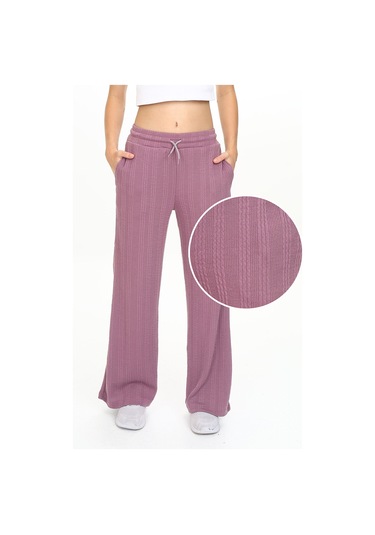 Denokids Kız Çocuk Geniş Paça Gül Basic Eşofman Altı Renkli Gülkurusu