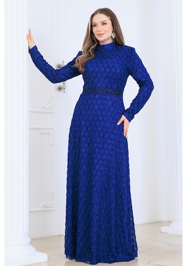 Raika Moda Lina Büyük Beden Tesettür Abiye İndigo