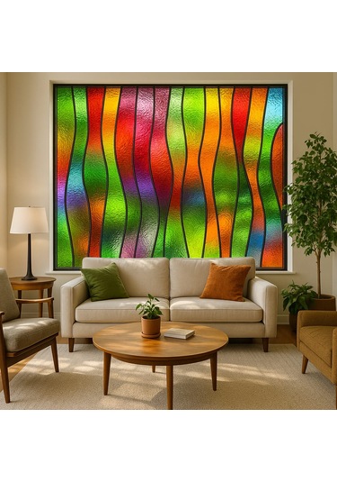 Vitray Desen Yapışkanlı Şeffaf Folyo 67cmx 150 cm - ölçü 67cm x150 cm