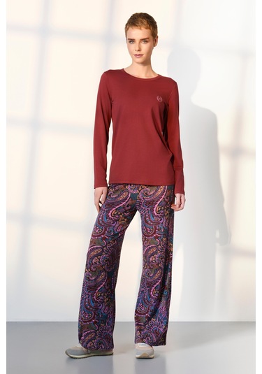 Doreanse Kadın Kırmızı Desenli T-shirt Pijama Takımı 25k4035-standart Kırmızı