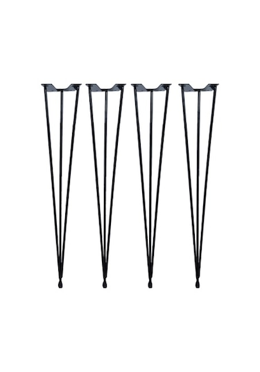 Firkete Tel Sehpa Ayağı  (4'lü Paket - 46 cm - Siyah Renkli)