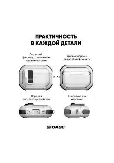 Yamcase Airpods Pro, Pro 2 İçin Şeffaf Klipsli Kılıf 221411099 Beyaz