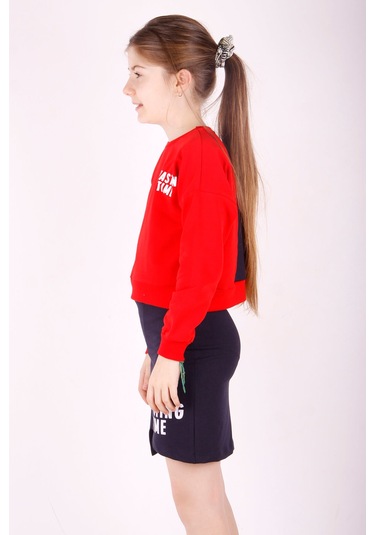 Toontoy Kız Çocuk Wasting Baskılı Etekli Takım Kırmızı