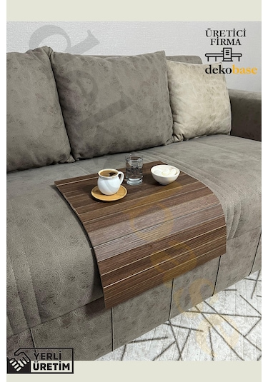 Ceviz 4 Adet Çok Amaçlı Koltuk Kenar Sehpası, Supla, Yemek Servis Altlığı Ceviz