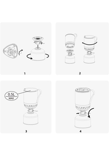 0.5l Kaynatma Kamp Tenceresi, Katlanabilir Isı Eşanjörü Potu, Yürüyüş Seyahati İçin Kamp Brülör Sistemi Gri