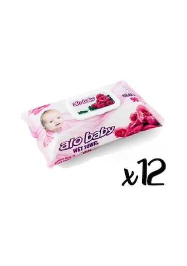 Alobaby Alo Baby Islak Havlu 90 Lı Gül 12 Paket