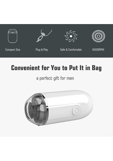 Gajeena Taşınabilir Beyaz Tıraş Makinesi, Usb-c Şarj, Kompakt Tasarım