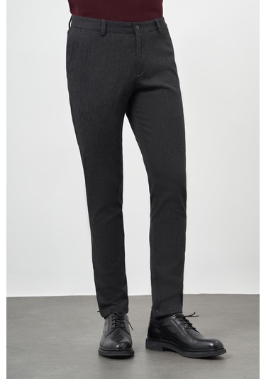 Siyah Düz Gabardin Pamuklu Yan Cep Slim Fit Casual Pantolon 1003245162 Siyah