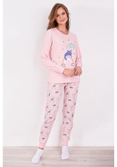 Roly Poly 2953 Rainbow Kadın Uzun Kol Pijama Takım Somon