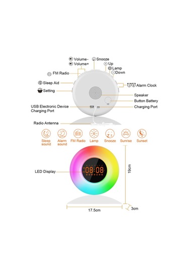 Cbtx Gün Doğumu Gün Batımı Zaman Göstergesi İle Uyandırma Işığı Çalar Saat Fm İle Gece Işığı - Ab Tak