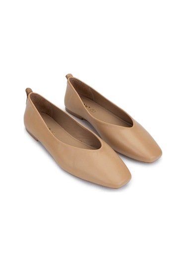 Tamer Tanca Kadın Hakiki Deri Bej Babet Ayakkabı 1073 004 Bn Ayk Y25 Nude Dr Nude