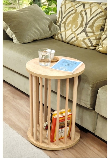 Ahşap Ayaklı C Sehpa Koltuk Sehpası Yan Sehpa Zigon Sehpa Servis Sehpası Safir Meşe