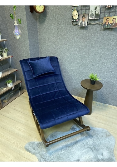 Asedia Asedia Miskin Ceviz Lacivert Sallanan Sandalye Dinlenme Koltuğu