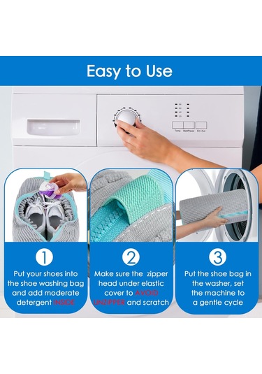 Mufunye 2 Adet Gri Ayakkabı Yıkama Çantası - Otomatik Kilitleme, Dayanıklı Mikrofiber, Yüksek Su Geçirgenliği Gri